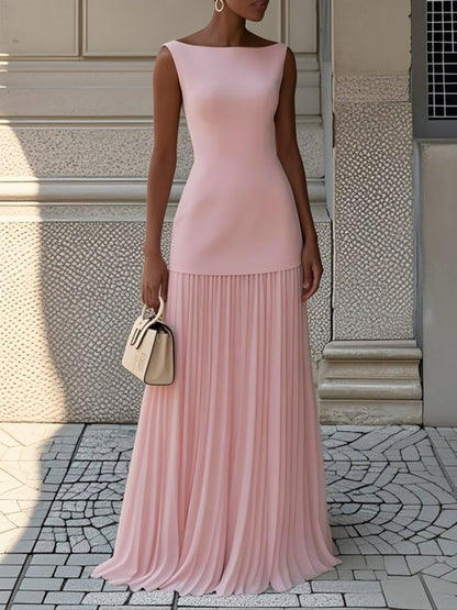 Avery | Bateau Neck Spring Wedding-Guest Maxi Dress