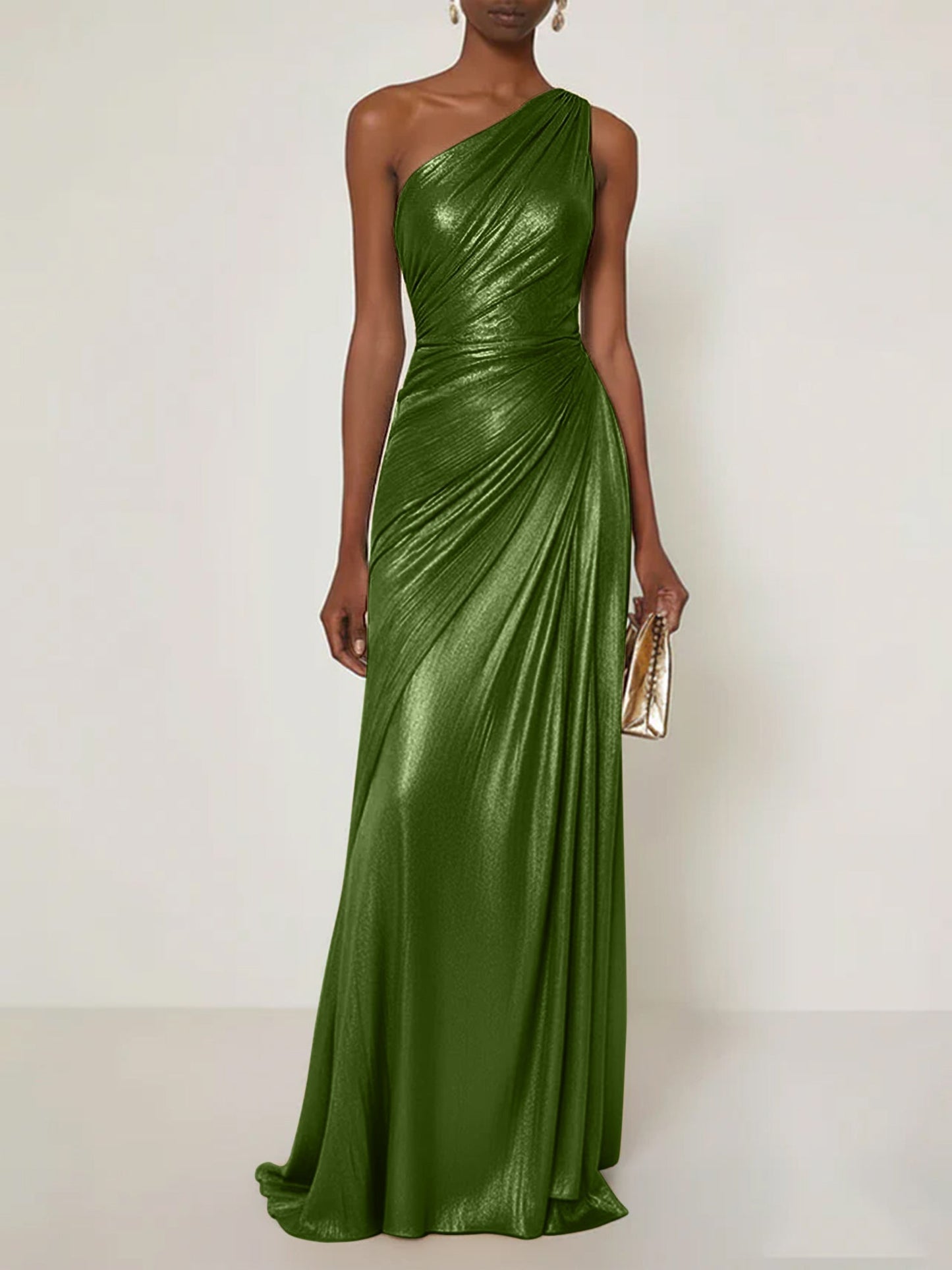 Luxe | One Shoulder Silk Ruffle Maxi Formal Bridesmaid Dress