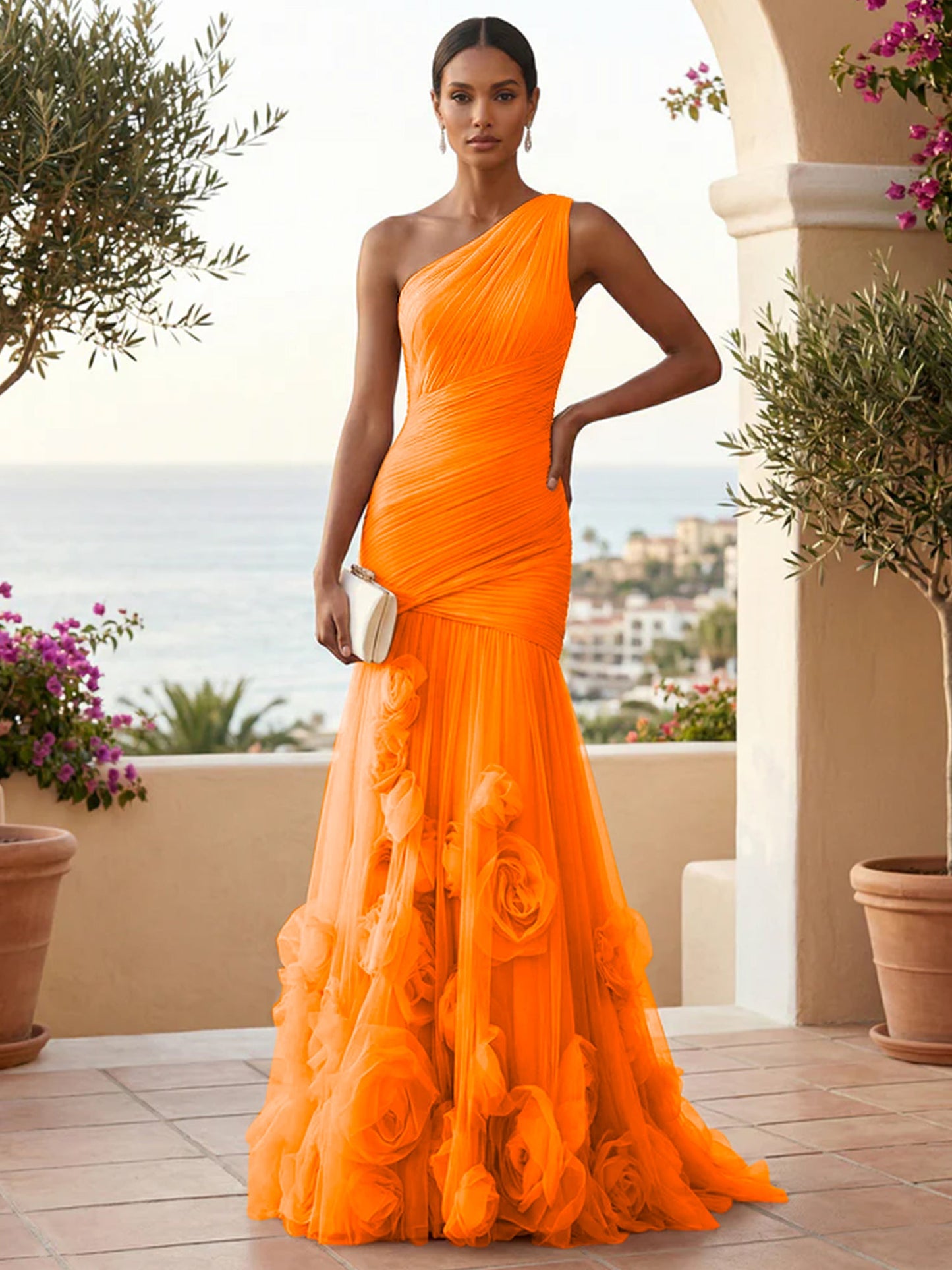 Eden | One Shoulder Floral Tulle Mermaid Bridesmaid Dress