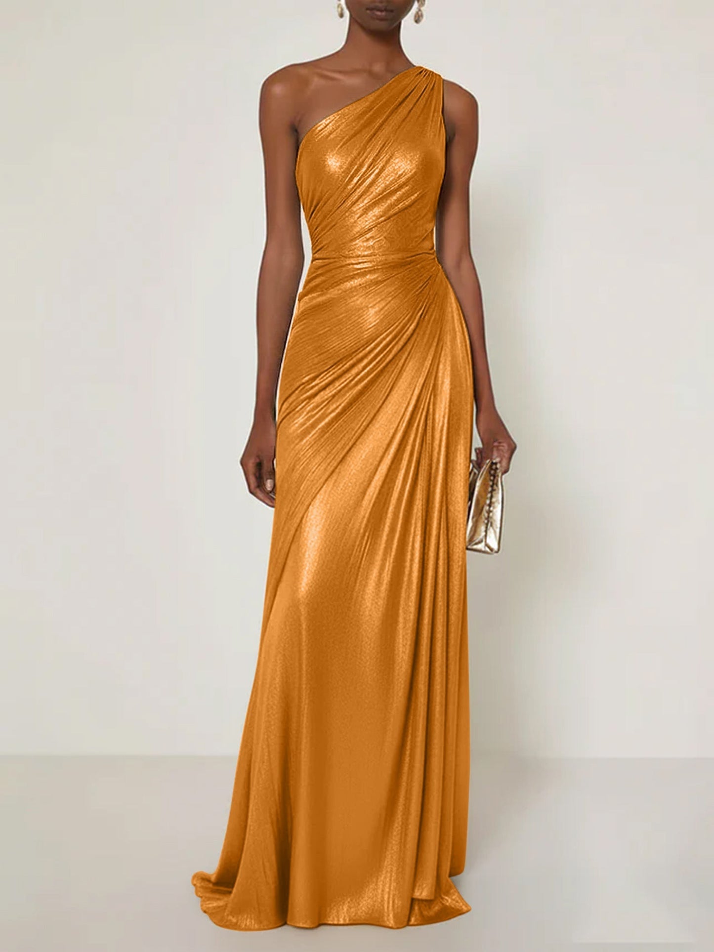 Luxe | One Shoulder Silk Ruffle Maxi Formal Bridesmaid Dress