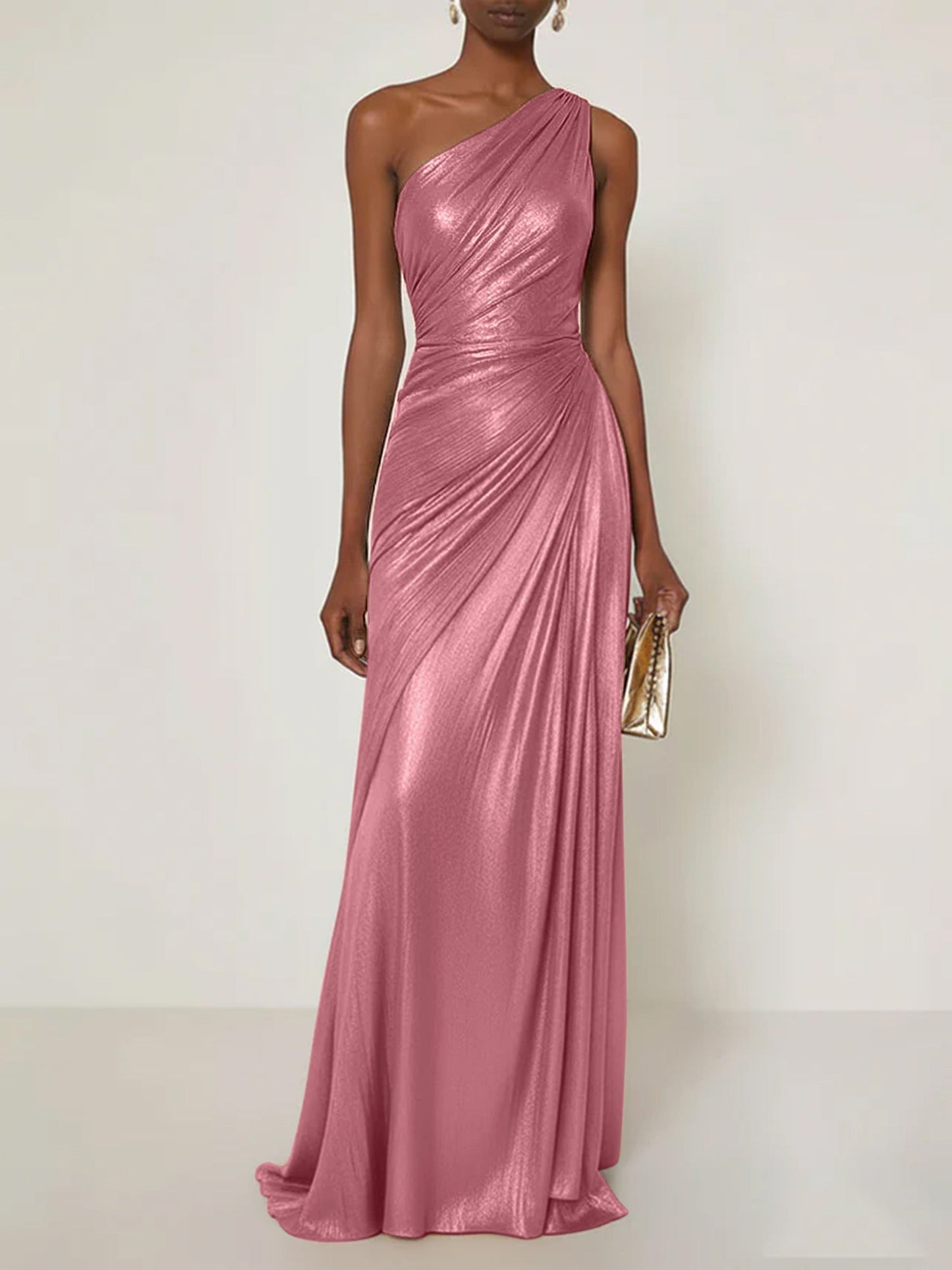 Luxe | One Shoulder Silk Ruffle Maxi Formal Bridesmaid Dress