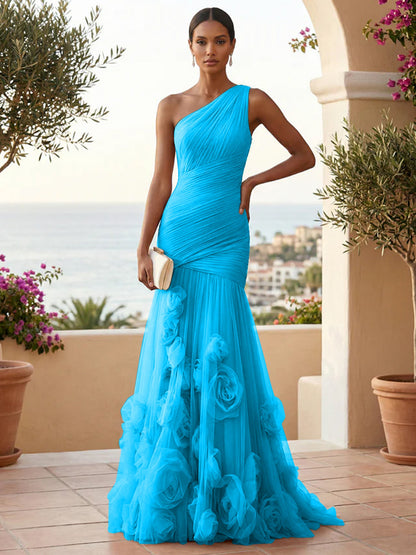 Eden | One Shoulder Floral Tulle Mermaid Bridesmaid Dress