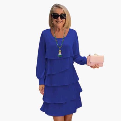 Diana | Layered Long Sleeve Elegant Midi Dress