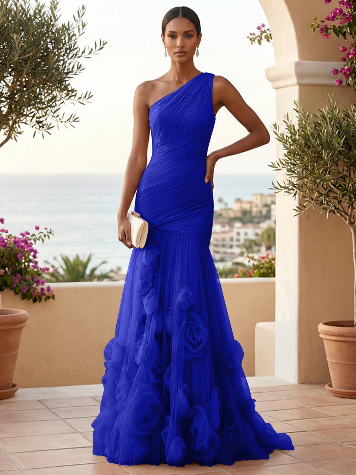 Eden | One Shoulder Floral Tulle Mermaid Bridesmaid Dress