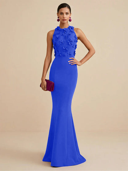 Fucia | High Neck Floral Mermaid Formal Bridesmaid Dress