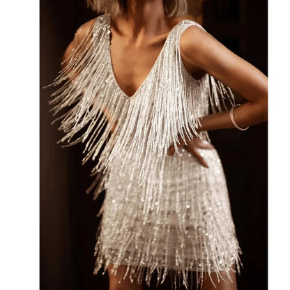 Kimberly | Layered Fringe Feather Cocktail Mini Dress