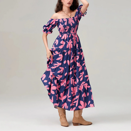 Dai | Floral Off-Shoulder Tiered Summer Maxi Dress