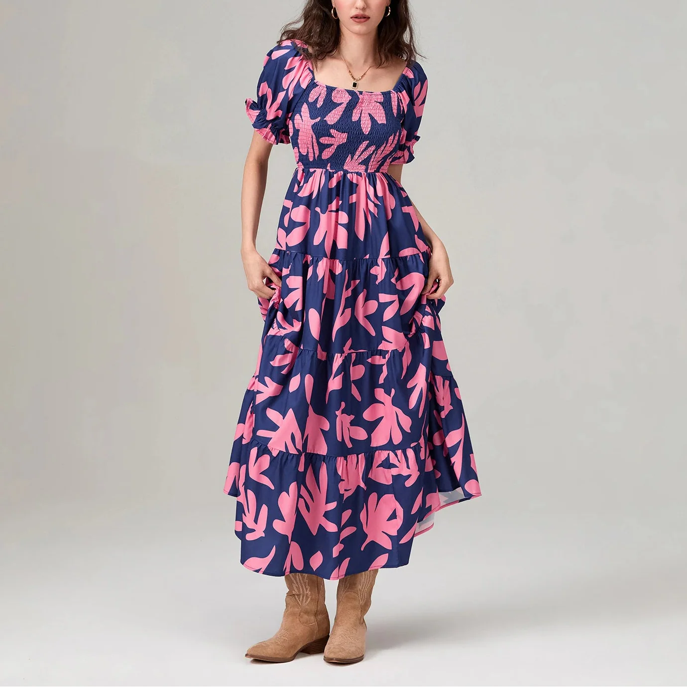 Dai | Floral Off-Shoulder Tiered Summer Maxi Dress