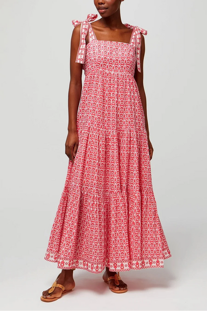 Aur | Eyelet Tiered Maxi Sundress