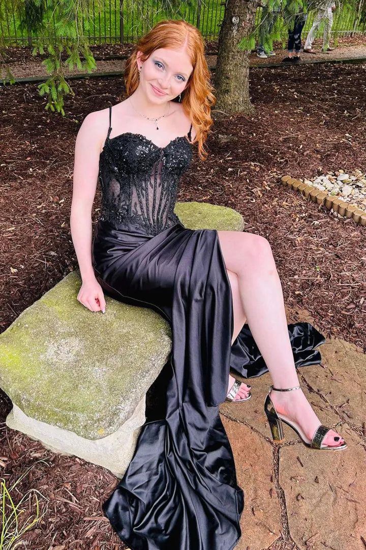 Dorothy | Sequin Lace Corset Spaghetti Strap Bridesmaid Dress