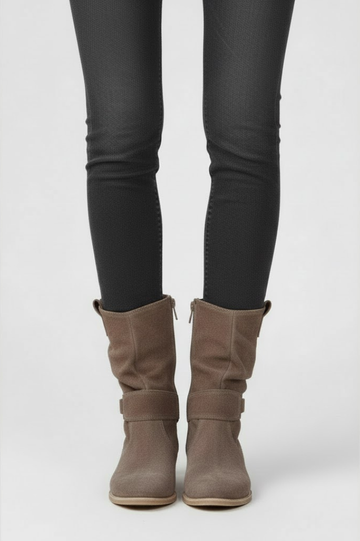 Isolde | Tan Suede Slouch Boots with Lug Sole