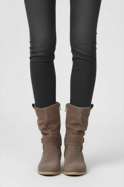 Isolde | Tan Suede Slouch Boots with Lug Sole