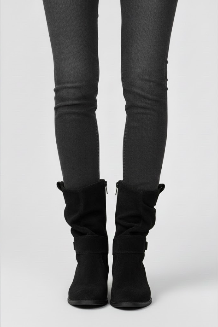 Isolde | Tan Suede Slouch Boots with Lug Sole