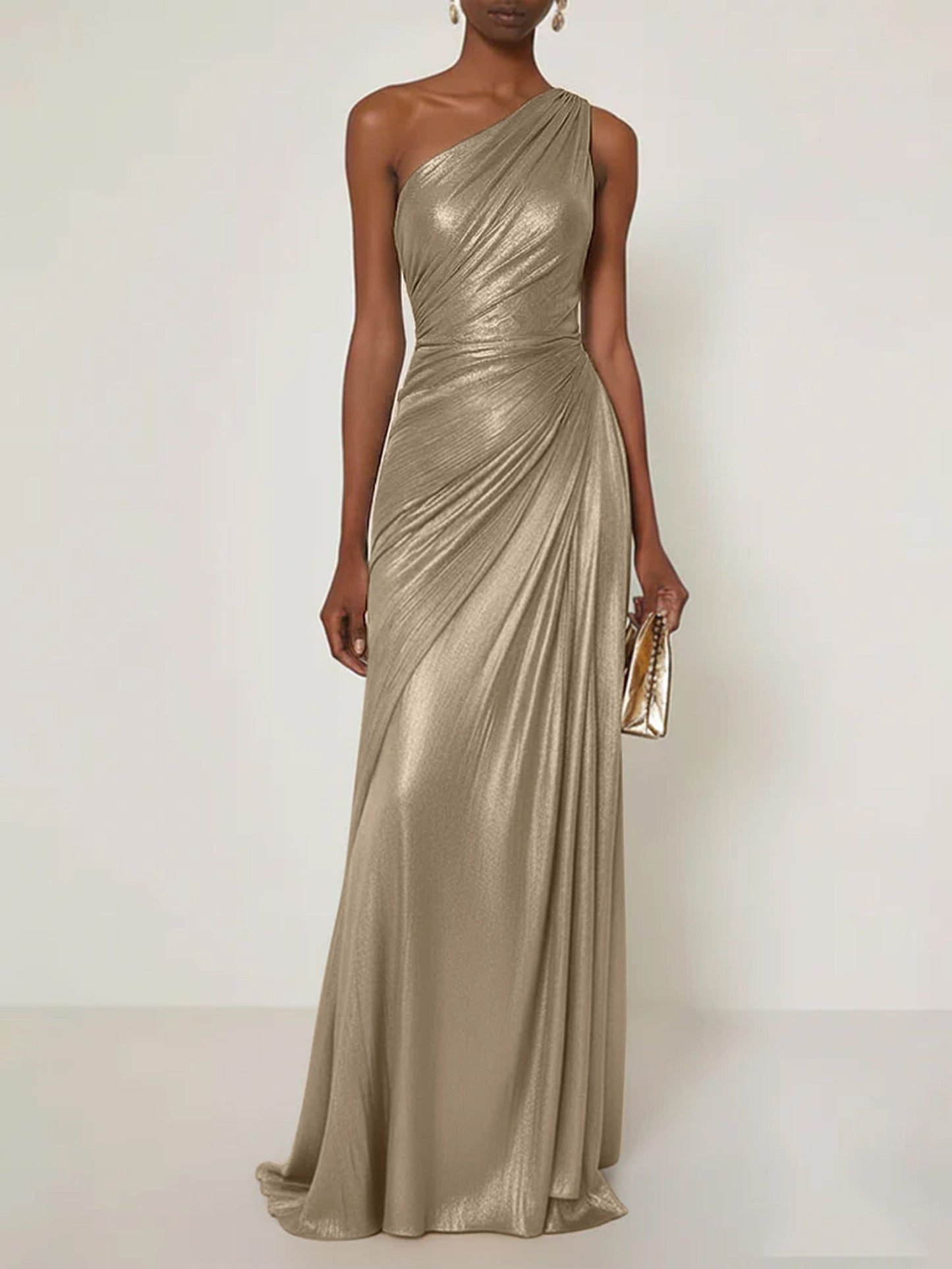 Luxe | One Shoulder Silk Ruffle Maxi Formal Bridesmaid Dress