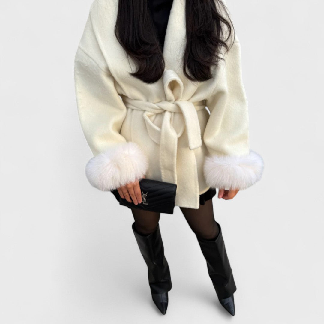 Wren | Women's Faux Fur Trim Wool Coat