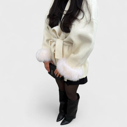 Wren | Women's Faux Fur Trim Wool Coat