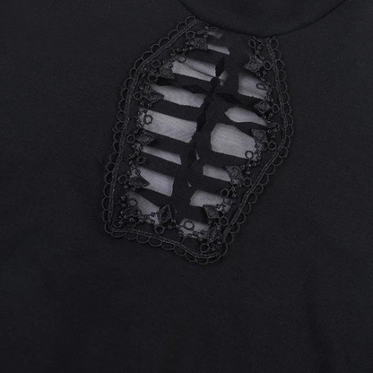 Lilith | Black Gothic High Neck Lace Bodycon Maxi Dress