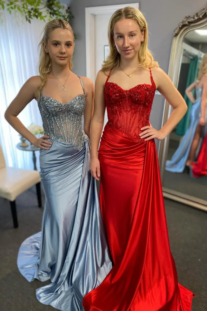 Dorothy | Sequin Lace Corset Spaghetti Strap Bridesmaid Dress
