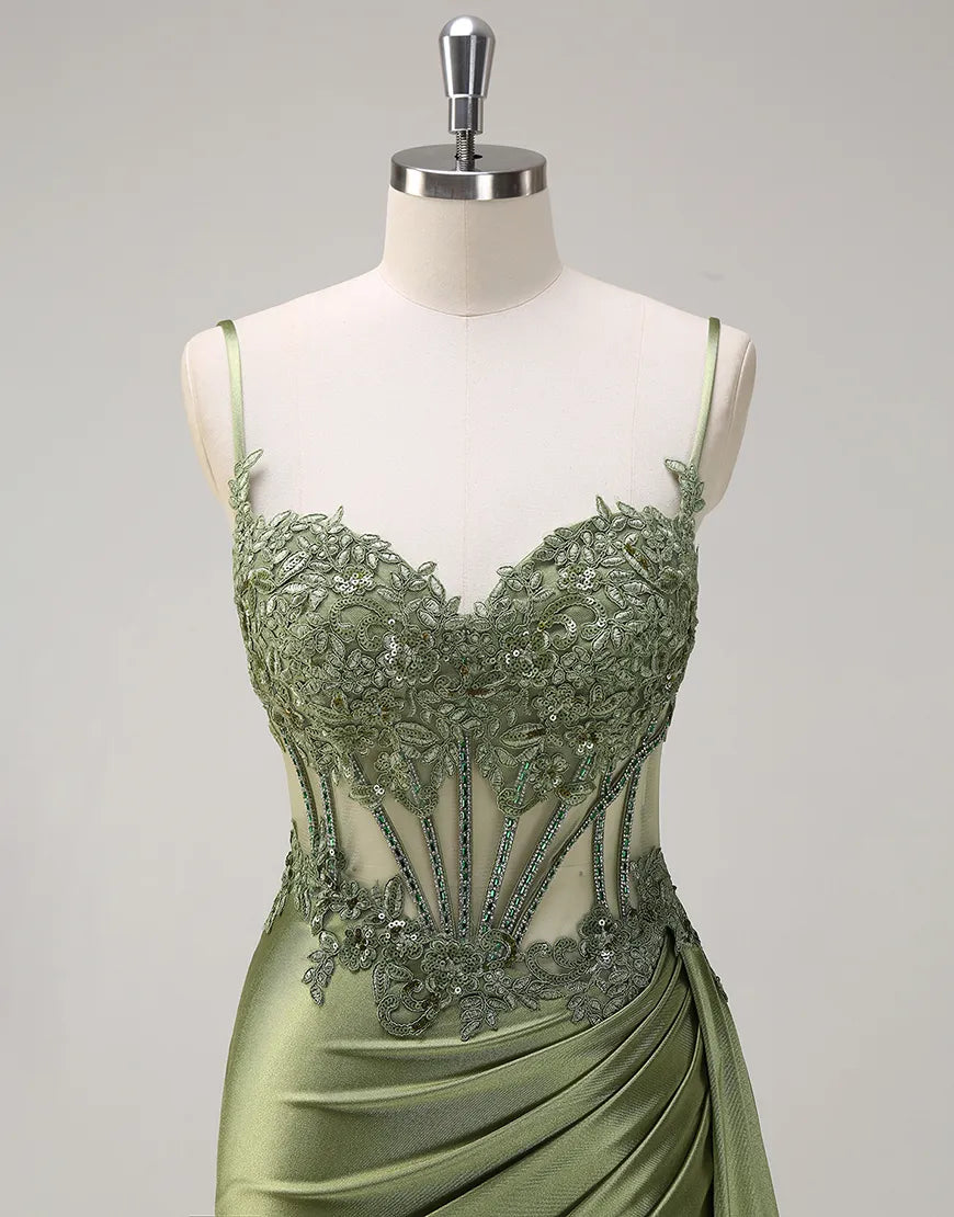 Dorothy | Sequin Lace Corset Spaghetti Strap Bridesmaid Dress