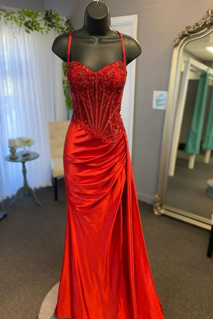 Dorothy | Sequin Lace Corset Spaghetti Strap Bridesmaid Dress