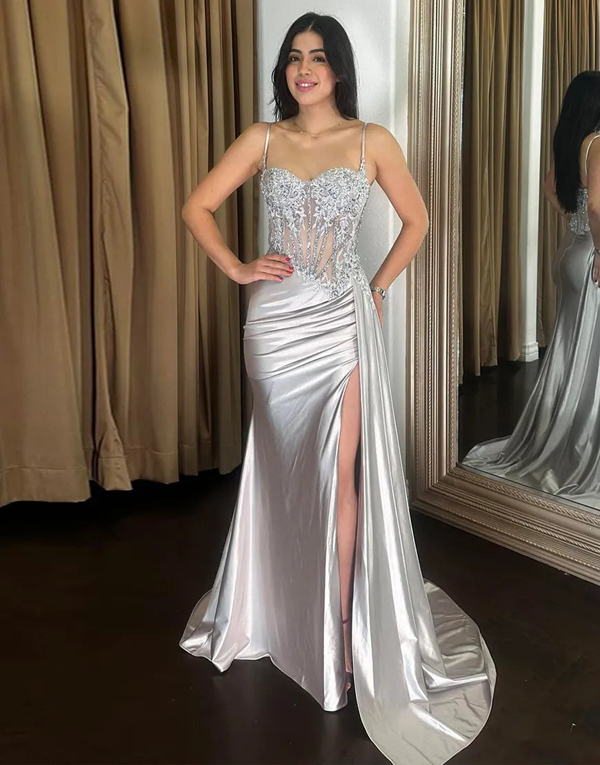Dorothy | Sequin Lace Corset Spaghetti Strap Bridesmaid Dress