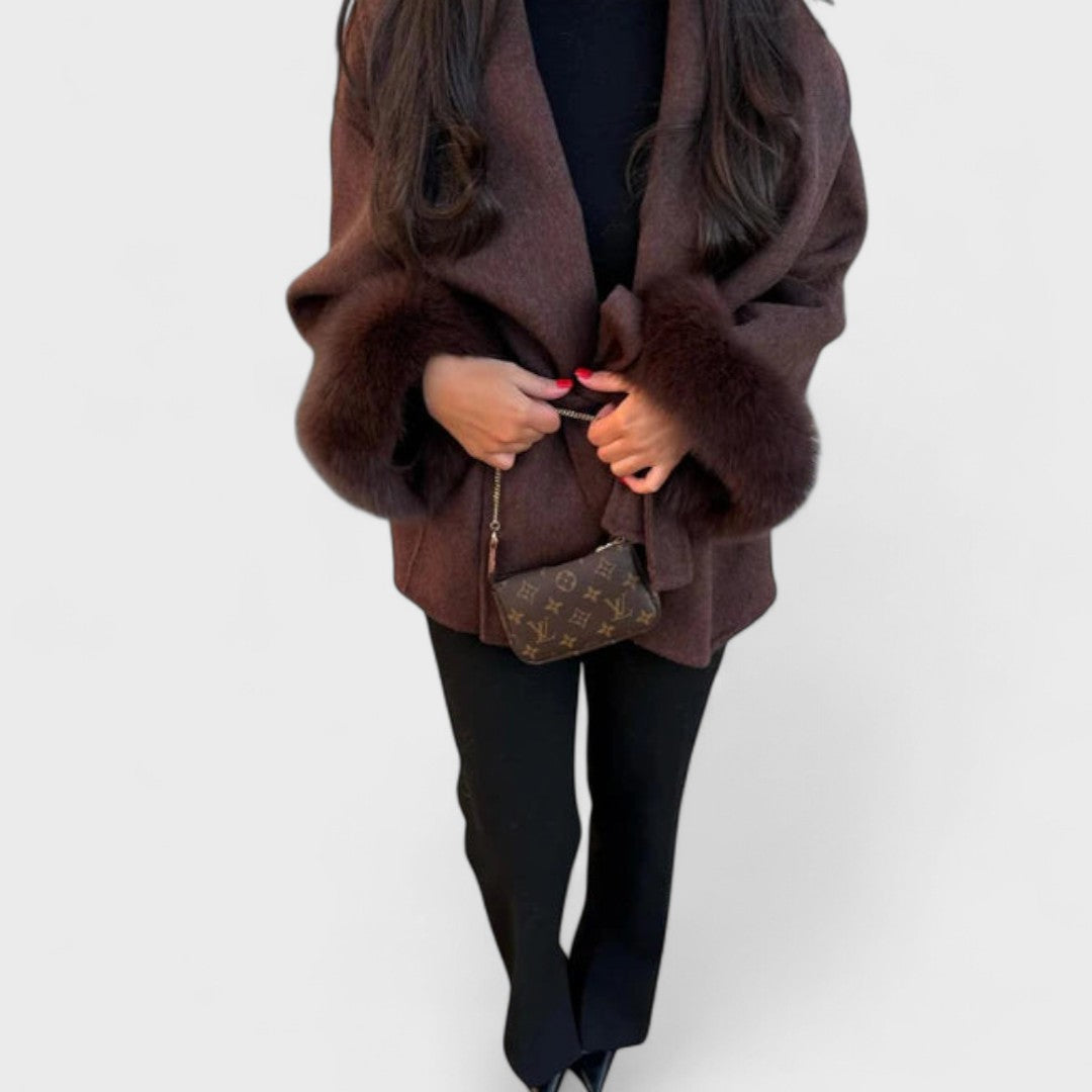 Wren | Women's Faux Fur Trim Wool Coat