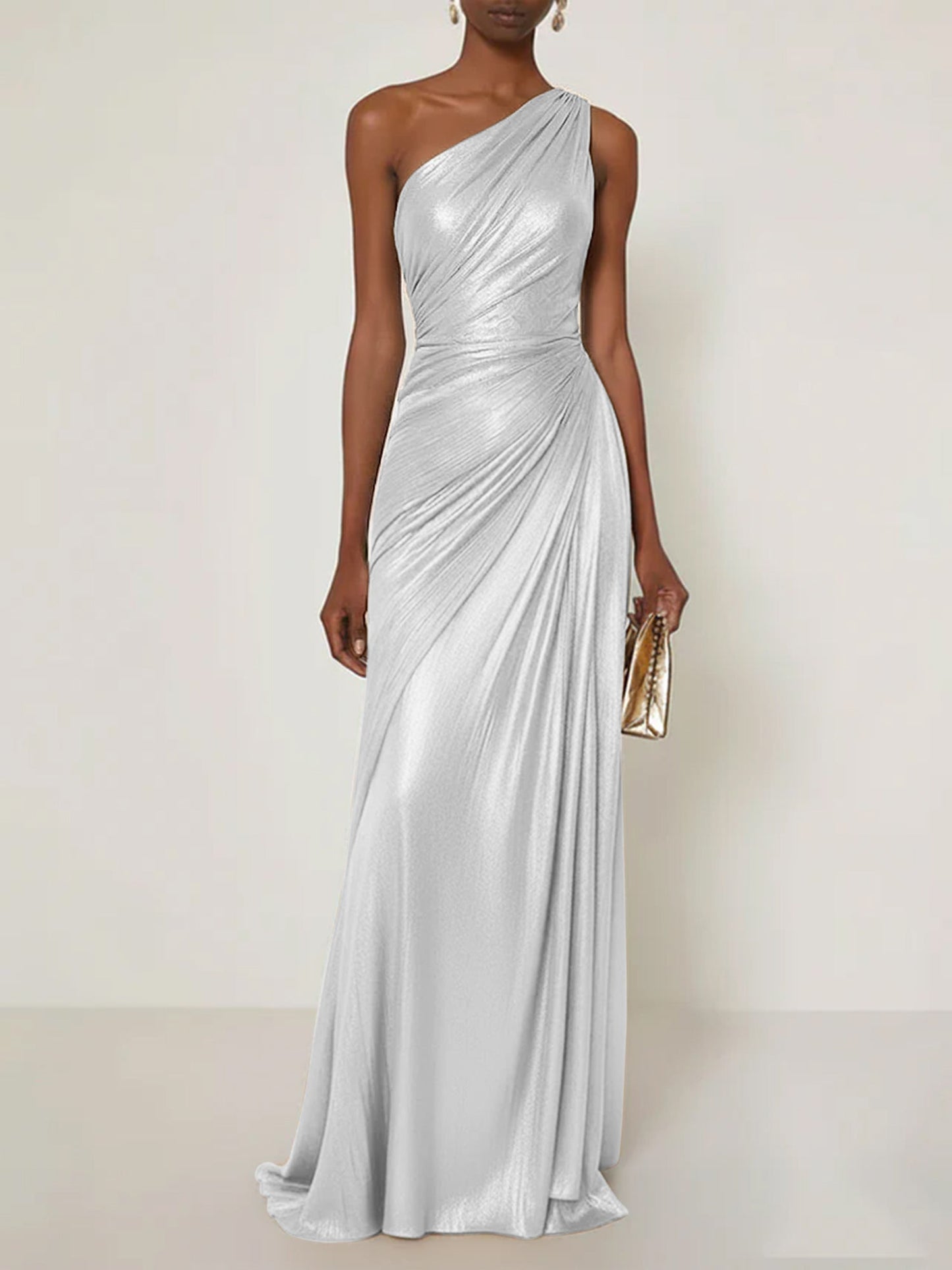 Luxe | One Shoulder Silk Ruffle Maxi Formal Bridesmaid Dress