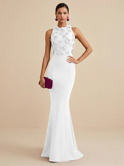Fucia | High Neck Floral Mermaid Formal Bridesmaid Dress