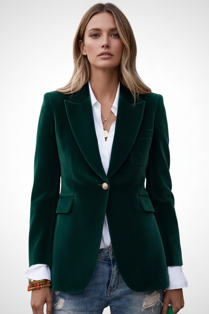 Women's Single-Breasted Notched Lapel Tailored Blazer