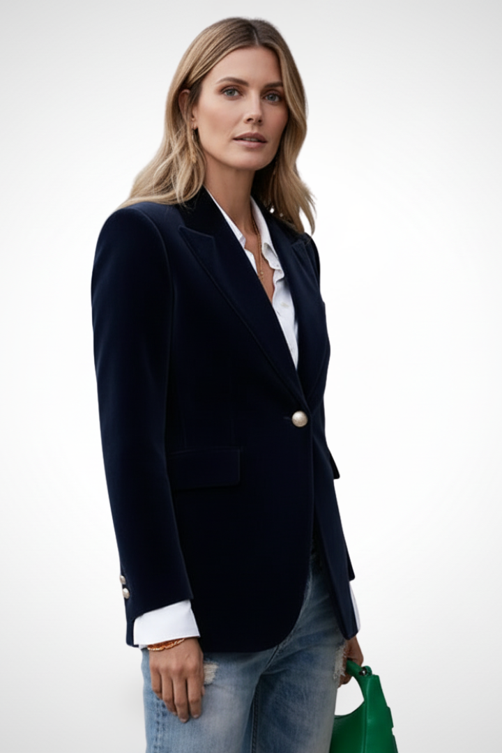 Women's Single-Breasted Notched Lapel Tailored Blazer