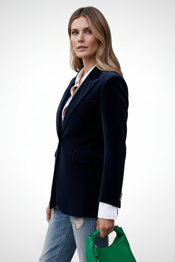 Women's Single-Breasted Notched Lapel Tailored Blazer