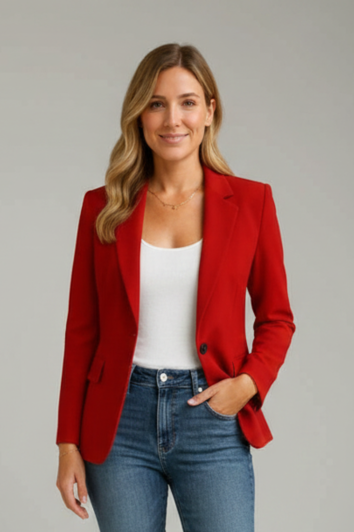 Women's Blazer with Notched Lapel and Single Button