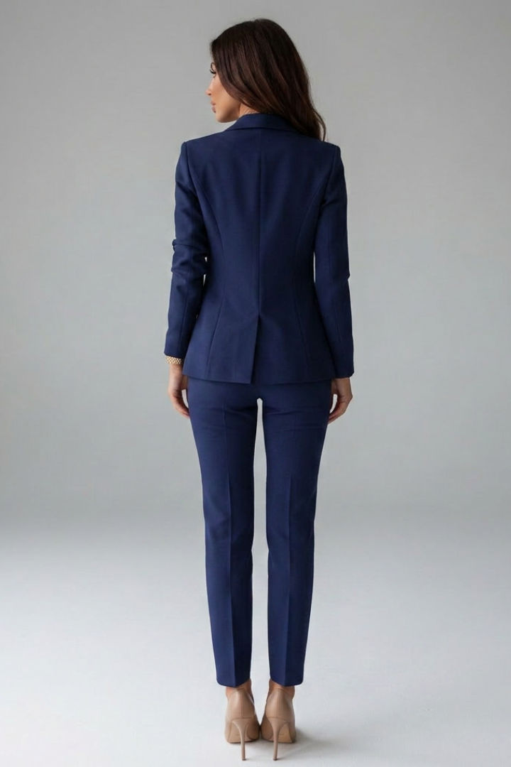 Women's Double-Breasted Blazer and Wide-Leg Pants Suit Set