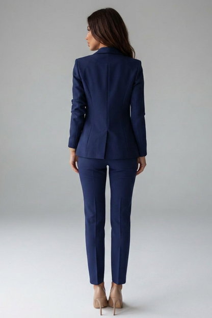Women's Double-Breasted Blazer and Wide-Leg Pants Suit Set