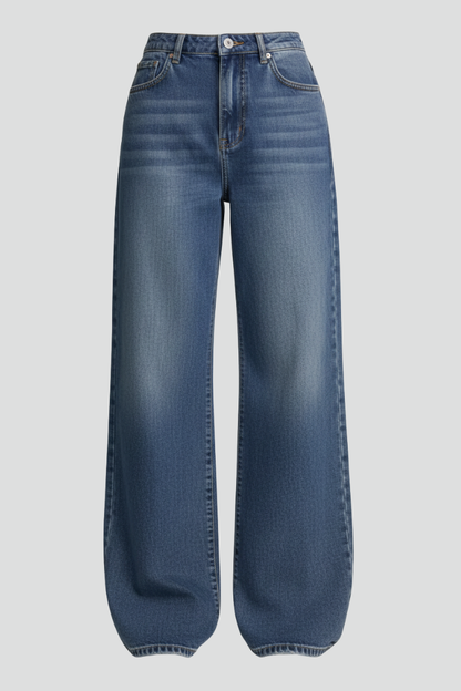 Cordelia | Mid Wash High Rise Wide Leg Jeans