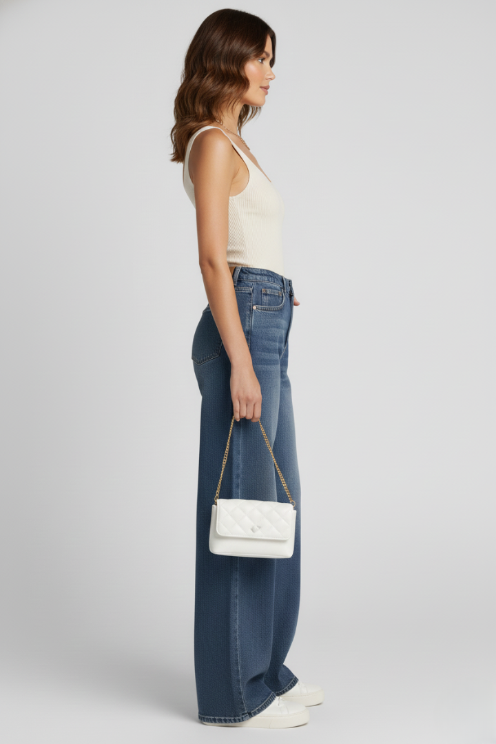 Cordelia | Mid Wash High Rise Wide Leg Jeans