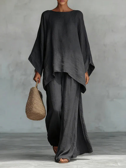 Trice | Matching Linen Flowy Top and Wide Leg Pants Set