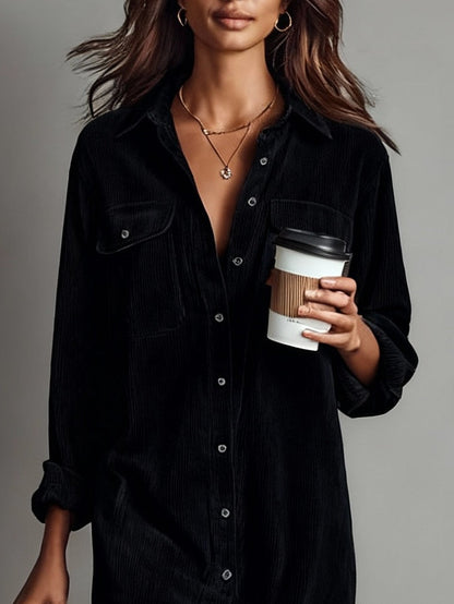 Julianna | Corduroy Button-Down Shirt Midi Dress