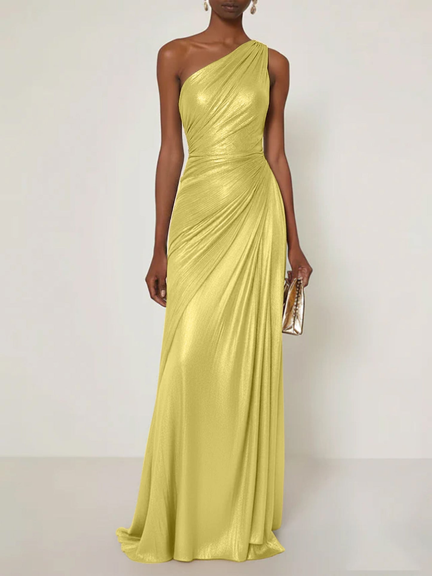 Luxe | One Shoulder Silk Ruffle Maxi Formal Bridesmaid Dress