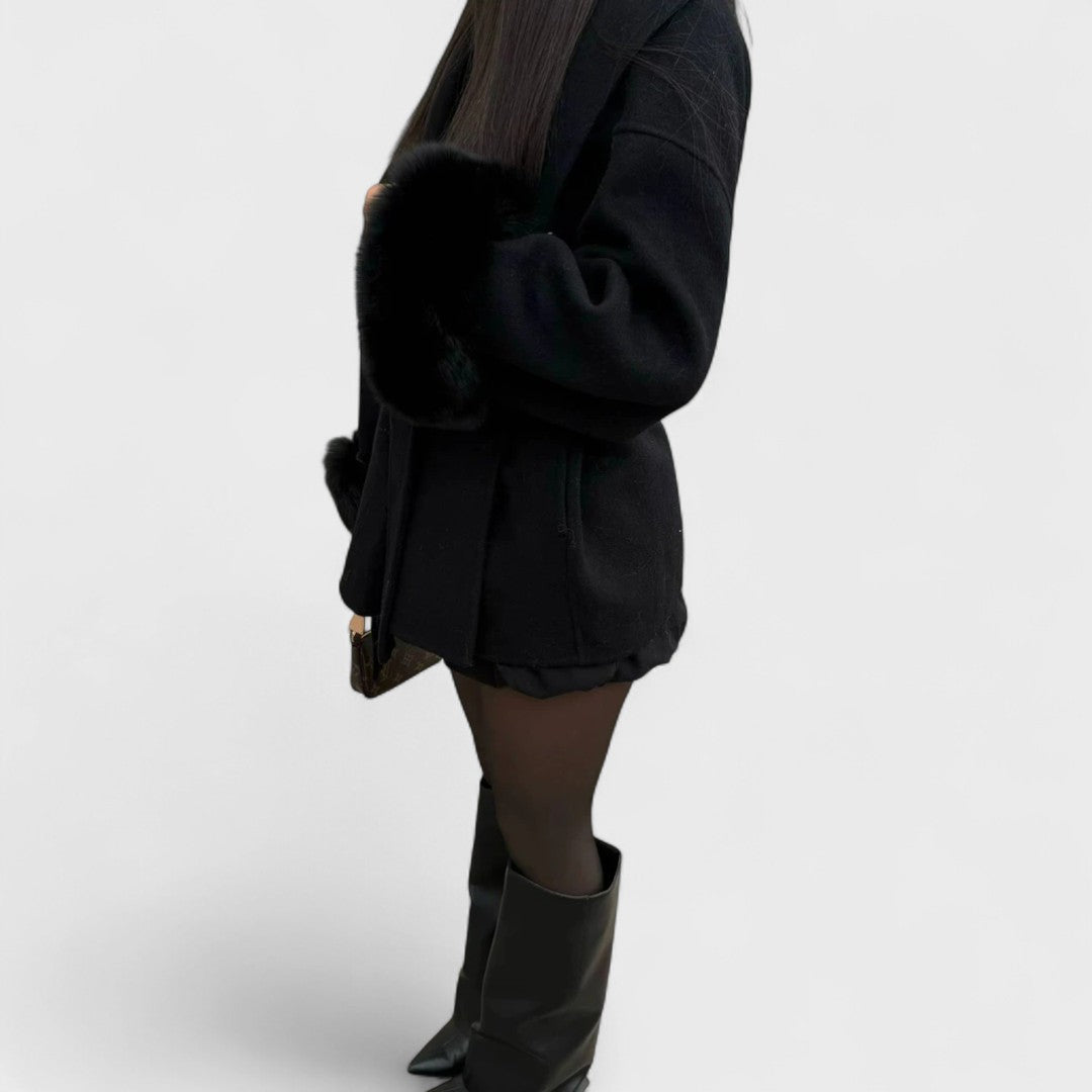 Wren | Women's Faux Fur Trim Wool Coat