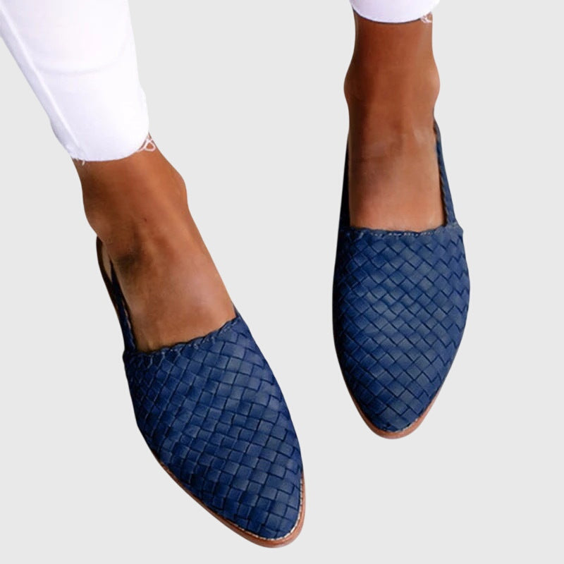 Marie | Woven Pointed Toe Flat Cushioned Comfort Sandals