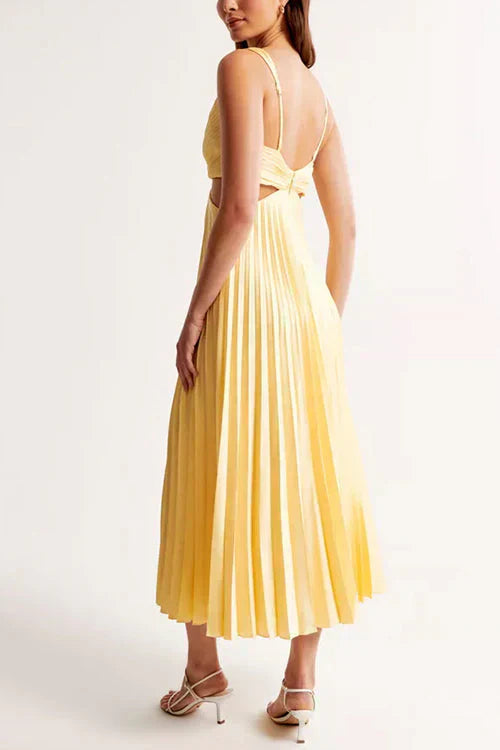 Francine | Cutout Front-Pleated Wedding Guest Midi Dress