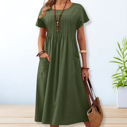 Meredith | Flared A-Line Relaxed Casual Summer Midi Dress