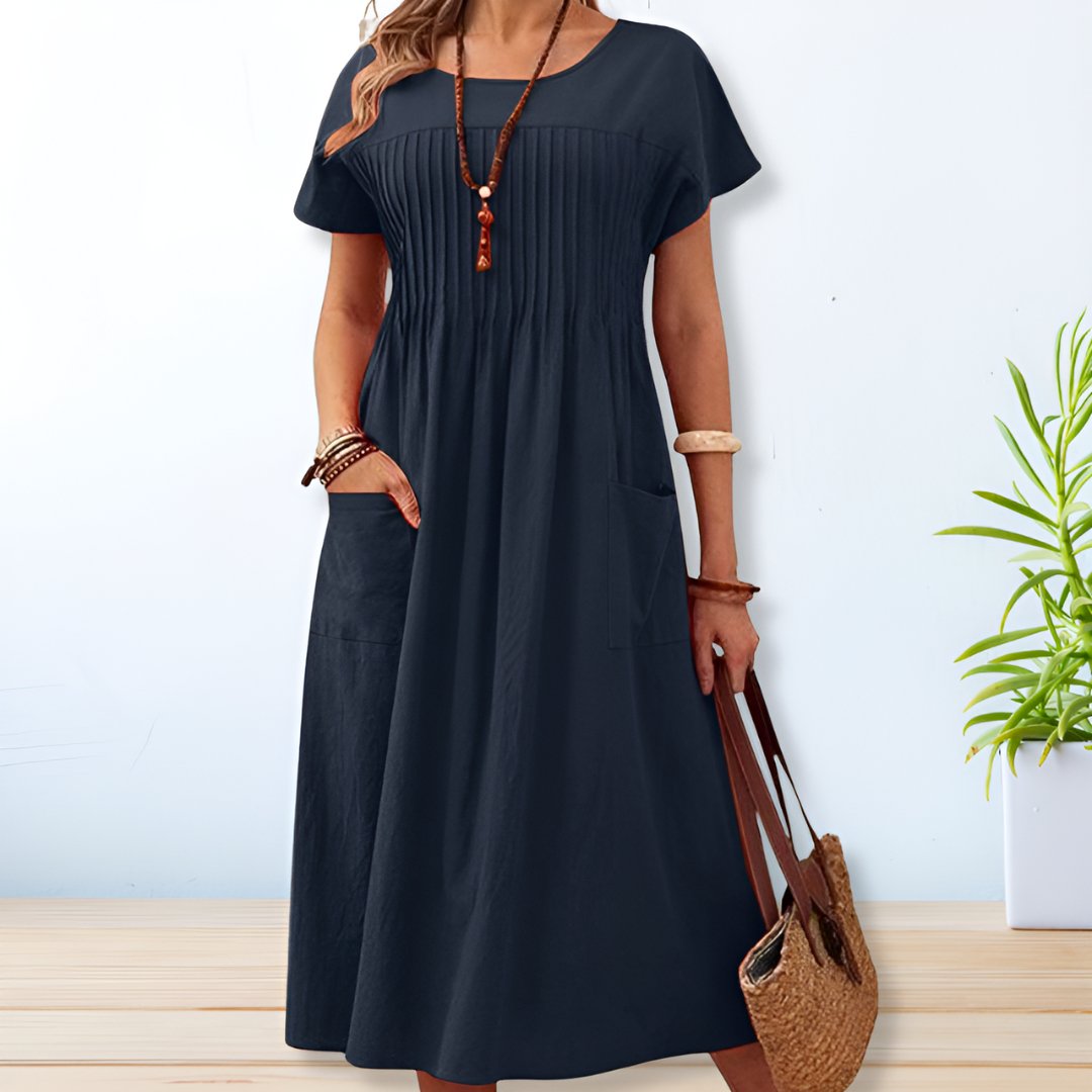 Meredith | Flared A-Line Relaxed Casual Summer Midi Dress