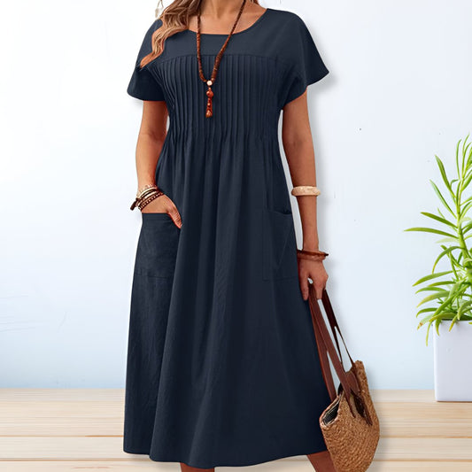 Meredith | Flared A-Line Relaxed Casual Spring Midi Dress