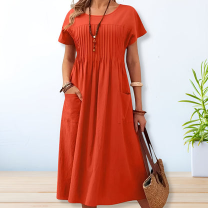 Meredith | Flared A-Line Relaxed Casual Summer Midi Dress