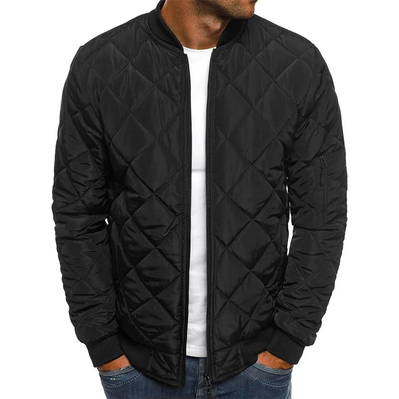 Arlo | Men's Diamond Quilted Ribbed Trim Bomber Jacket