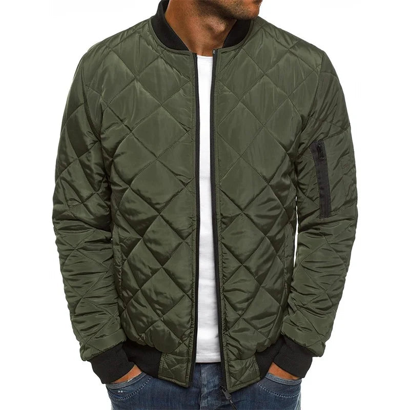 Arlo | Men's Diamond Quilted Ribbed Trim Bomber Jacket