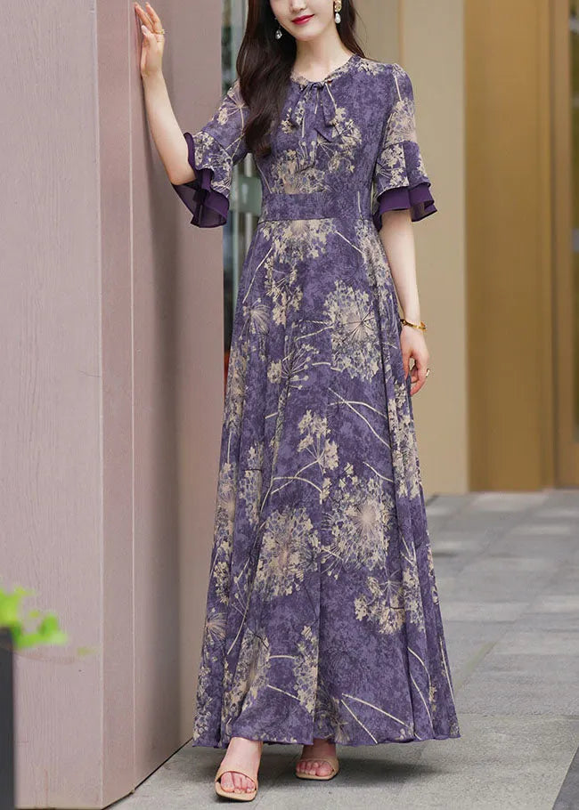 Anna | Botanical Print Ruffle Sleeve Maxi Summer Dress