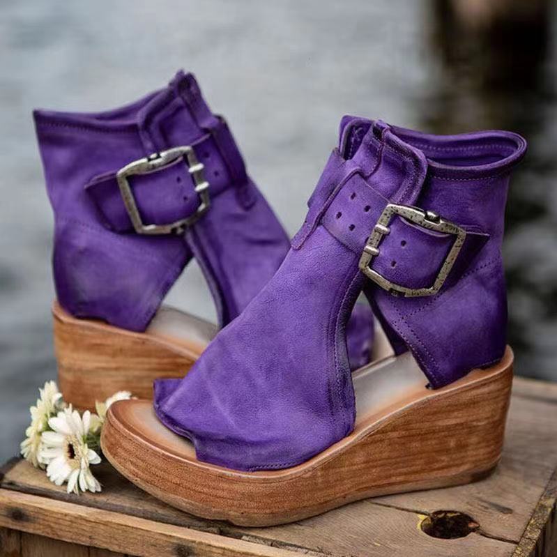Finley | Double Buckle Platform Wedge-Heel Sandals